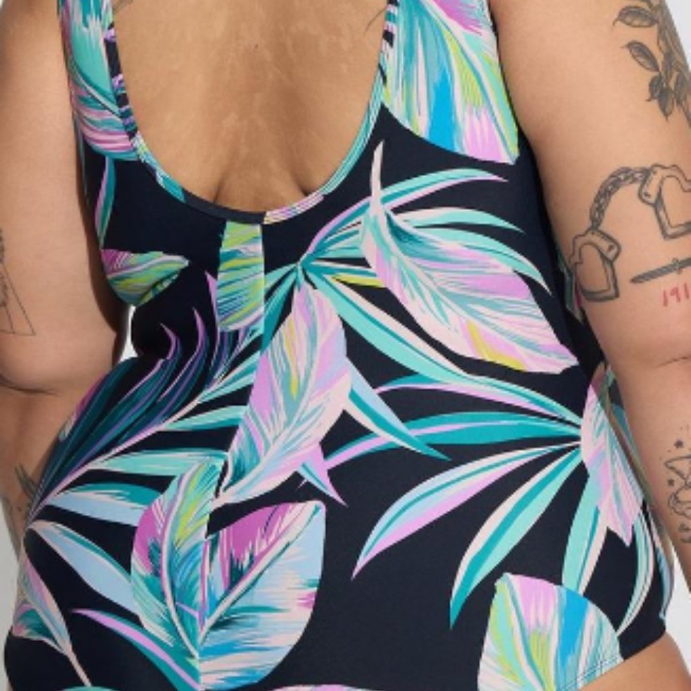 Torrid Wireless Mesh High Neck One Piece Swimsuit - Picture 3 of 4